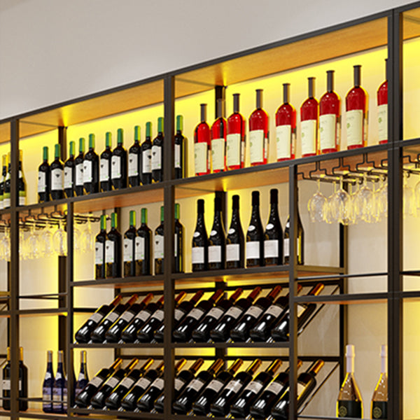 Metal Freestanding Wine Bottle & Glass Rack Glam Wine Rack with Shelf