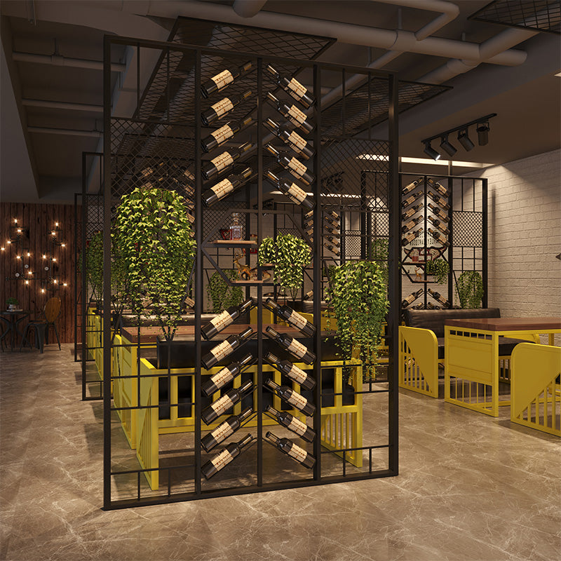 Industrial Floor Wine Rack Bottle Wine Rack Metal Bottle Holder in Black