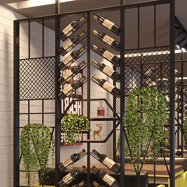 Industrial Floor Wine Rack Bottle Wine Rack Metal Bottle Holder in Black