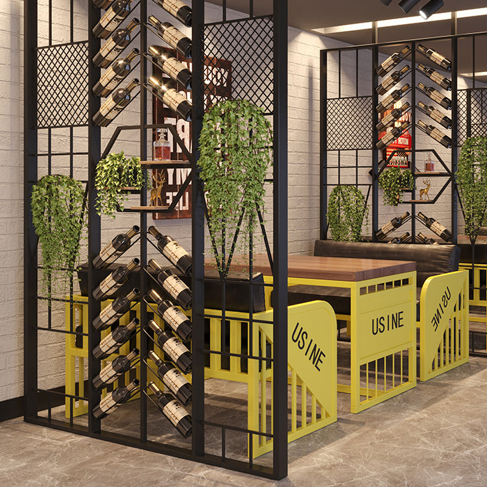 Industrial Floor Wine Rack Bottle Wine Rack Metal Bottle Holder in Black