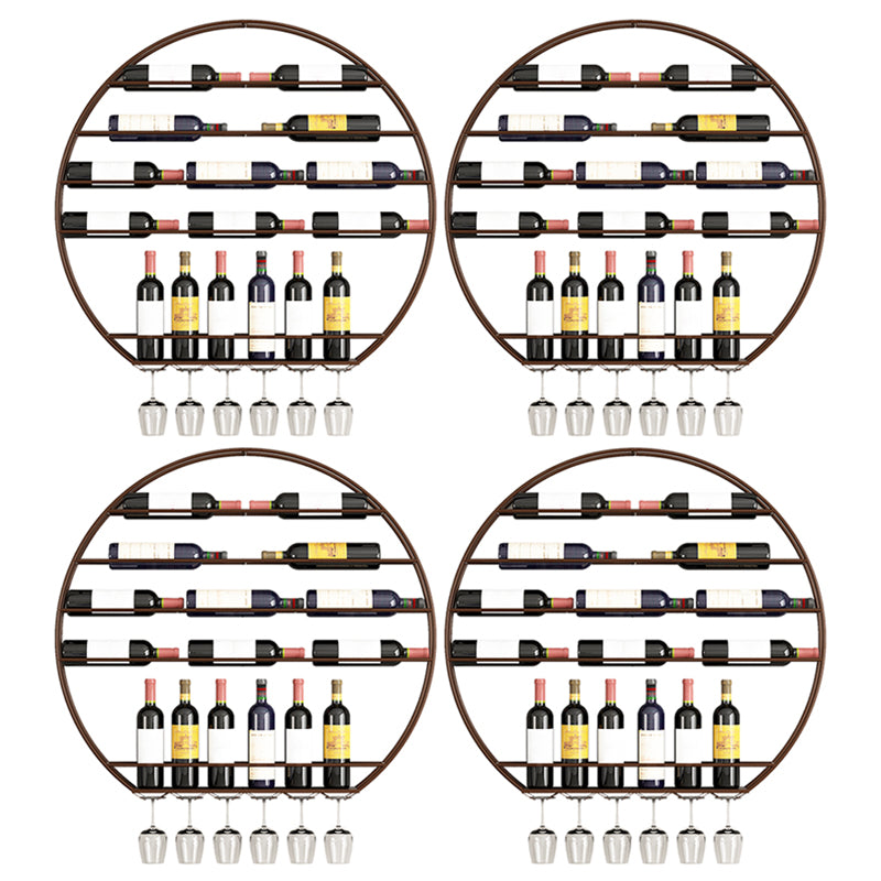 Iron Wall Mounted Wine Bottle & Glass Rack Modern Round Wine Rack