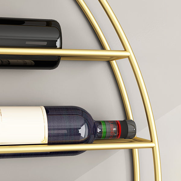 Iron Wall Mounted Wine Bottle & Glass Rack Modern Round Wine Rack