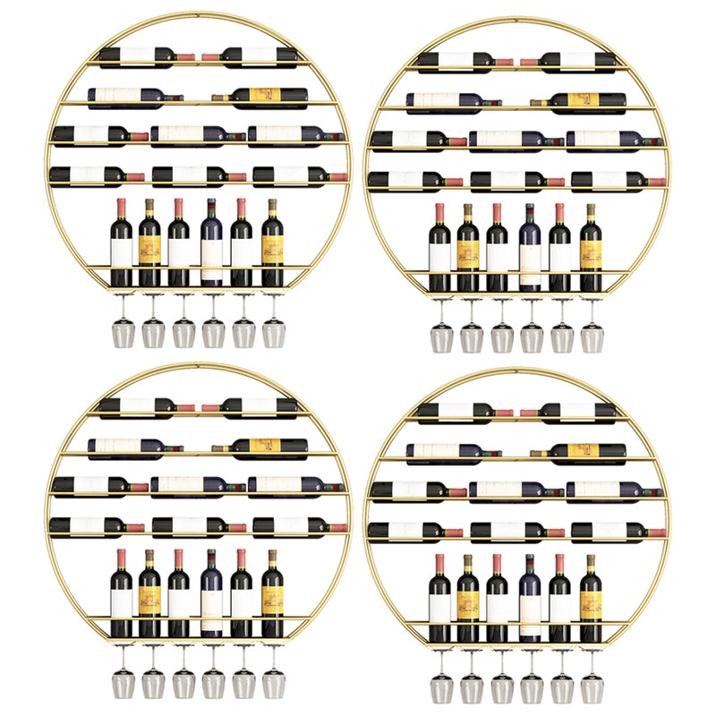 Iron Wall Mounted Wine Bottle & Glass Rack Modern Round Wine Rack