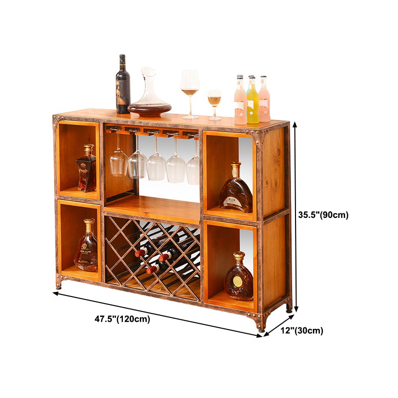 Industrial Wine Glass Stemware Rack Holder Floor Solid Wood Wine Rack Kit