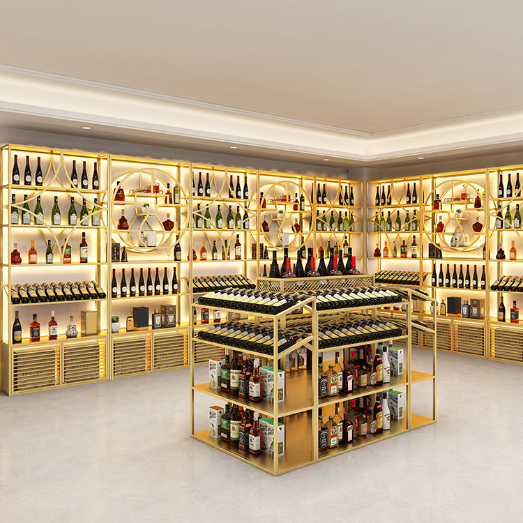 Glam Floor Wine Bottle Holder Metal Single Wine Rack in Gold/Black