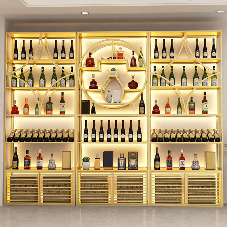 Glam Floor Wine Bottle Holder Metal Single Wine Rack in Gold/Black