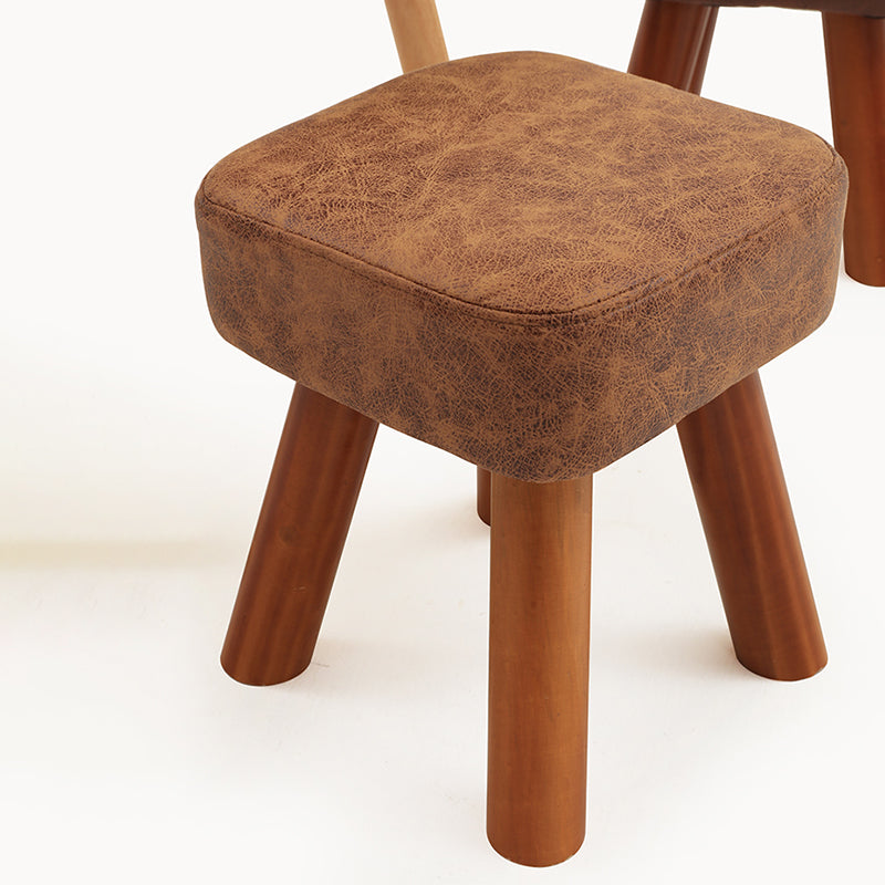 Stain Resistant Square Ottoman Solid Color Leather Standard for Living Room