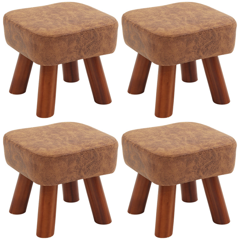 Stain Resistant Square Ottoman Solid Color Leather Standard for Living Room