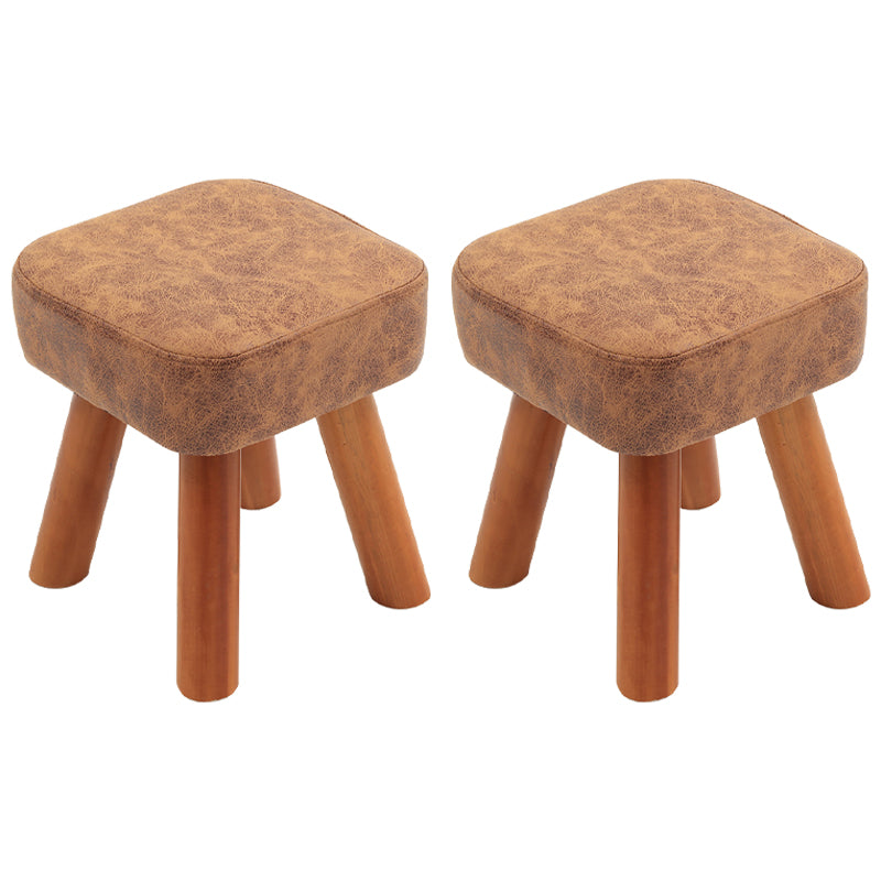 Stain Resistant Square Ottoman Solid Color Leather Standard for Living Room