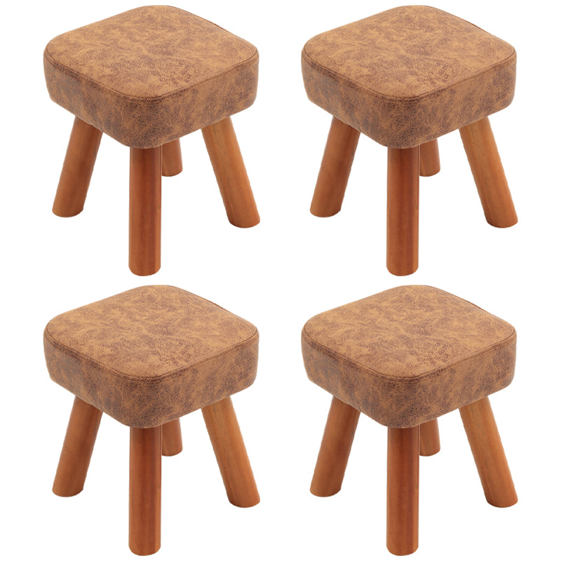 Stain Resistant Square Ottoman Solid Color Leather Standard for Living Room