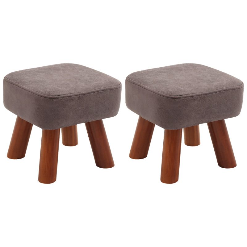 Stain Resistant Square Ottoman Solid Color Leather Standard for Living Room