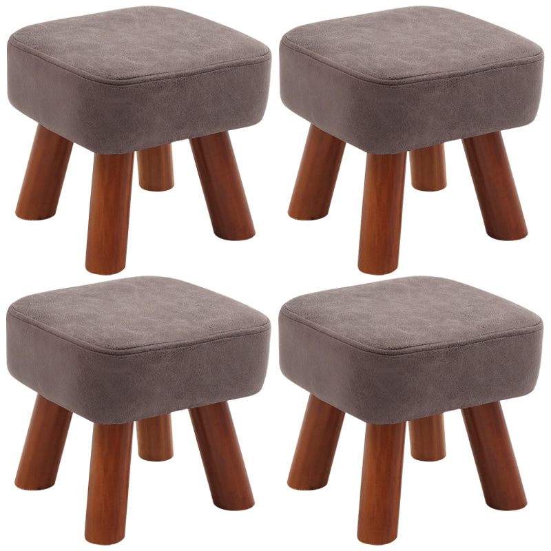 Stain Resistant Square Ottoman Solid Color Leather Standard for Living Room