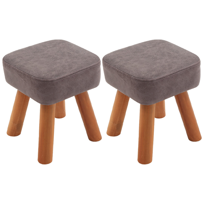 Stain Resistant Square Ottoman Solid Color Leather Standard for Living Room