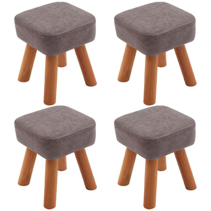 Stain Resistant Square Ottoman Solid Color Leather Standard for Living Room