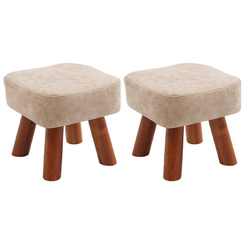 Stain Resistant Square Ottoman Solid Color Leather Standard for Living Room