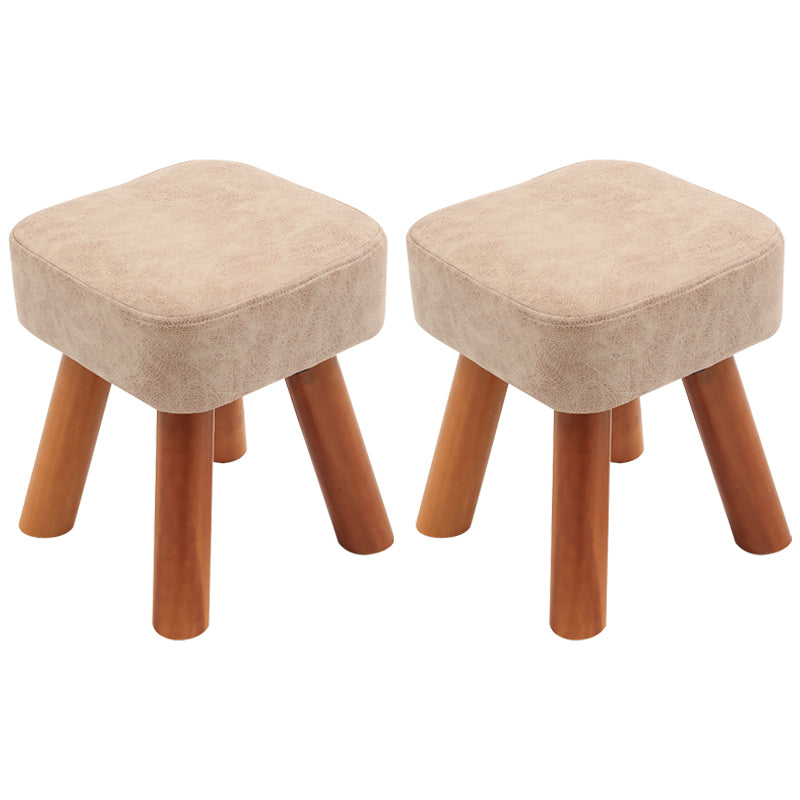 Stain Resistant Square Ottoman Solid Color Leather Standard for Living Room