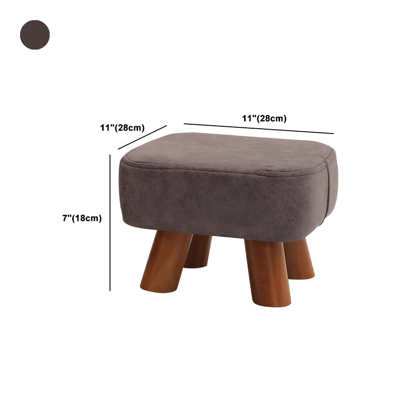 Stain Resistant Square Ottoman Solid Color Leather Standard for Living Room