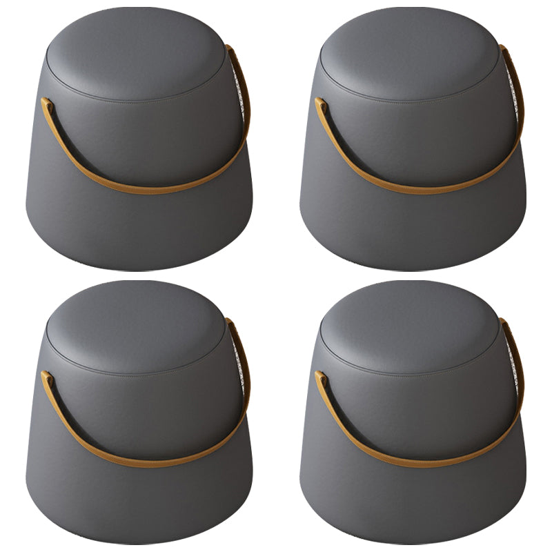 Contemporary Round Couch Ottoman Plain Cotton Water Resistant Target Pouf