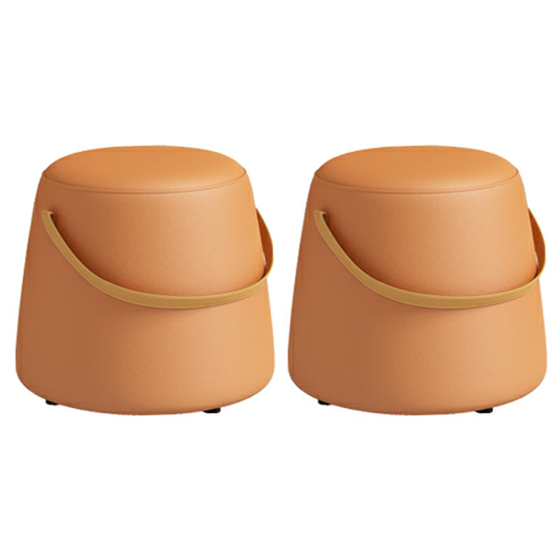 Contemporary Round Couch Ottoman Plain Cotton Water Resistant Target Pouf