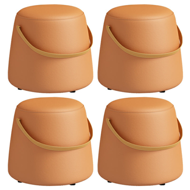 Contemporary Round Couch Ottoman Plain Cotton Water Resistant Target Pouf