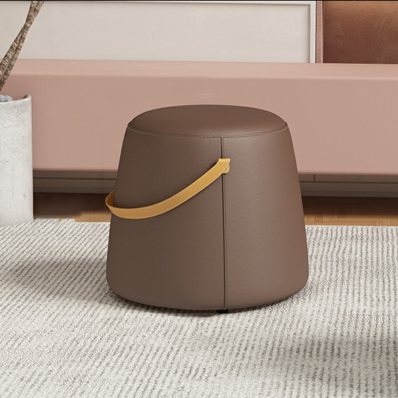 Contemporary Round Couch Ottoman Plain Cotton Water Resistant Target Pouf