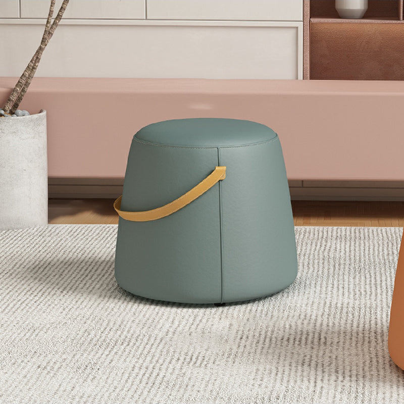 Contemporary Round Couch Ottoman Plain Cotton Water Resistant Target Pouf