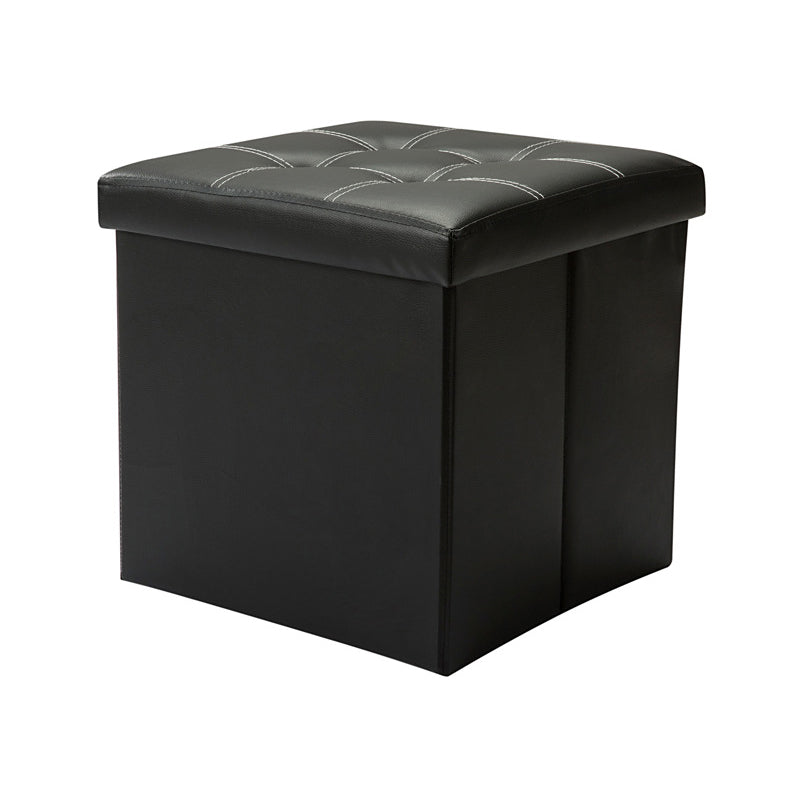 Contemporary Standard PU Leather Solid Color Square Ottoman with Storage