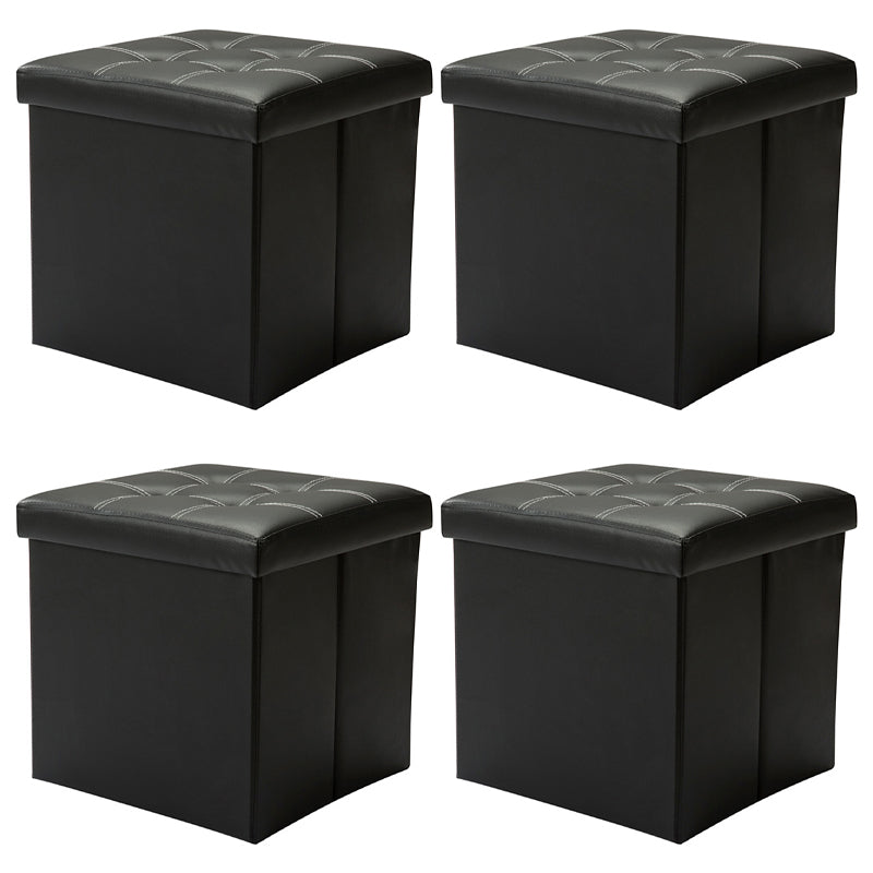 Contemporary Standard PU Leather Solid Color Square Ottoman with Storage