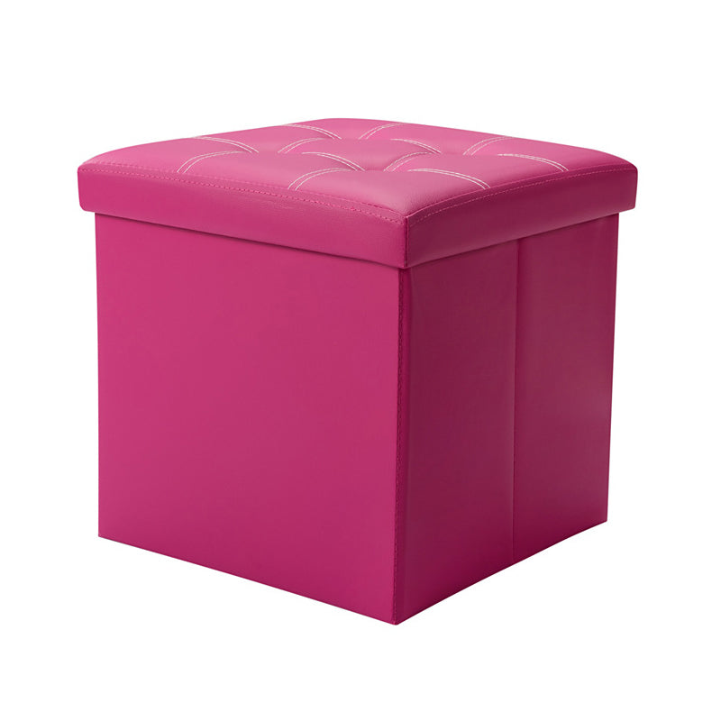 Contemporary Standard PU Leather Solid Color Square Ottoman with Storage