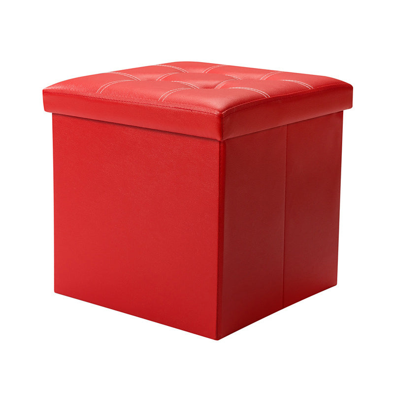 Contemporary Standard PU Leather Solid Color Square Ottoman with Storage