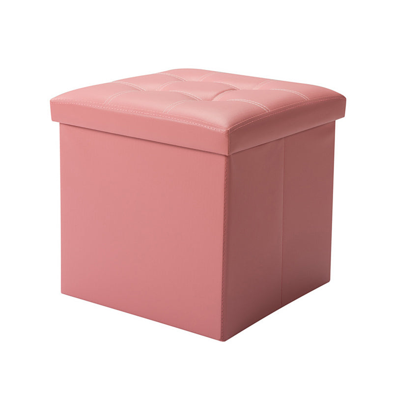 Contemporary Standard PU Leather Solid Color Square Ottoman with Storage