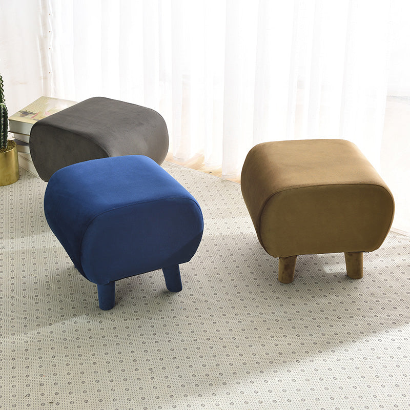 Modern Stain Resistant Standard Oval Dark Blue Velvet Indoor Pouf