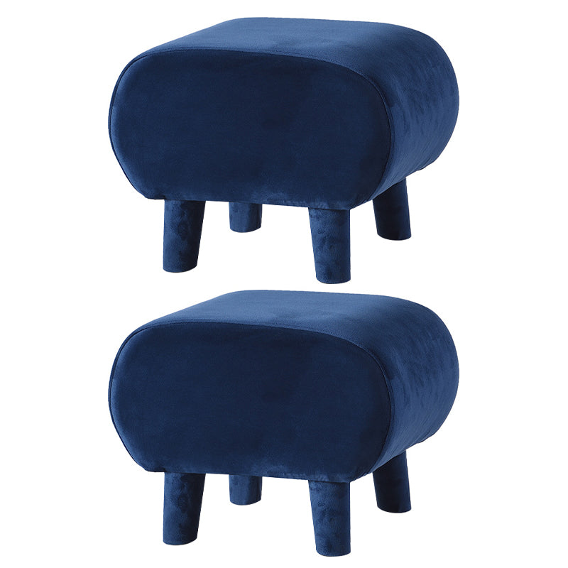 Modern Stain Resistant Standard Oval Dark Blue Velvet Indoor Pouf