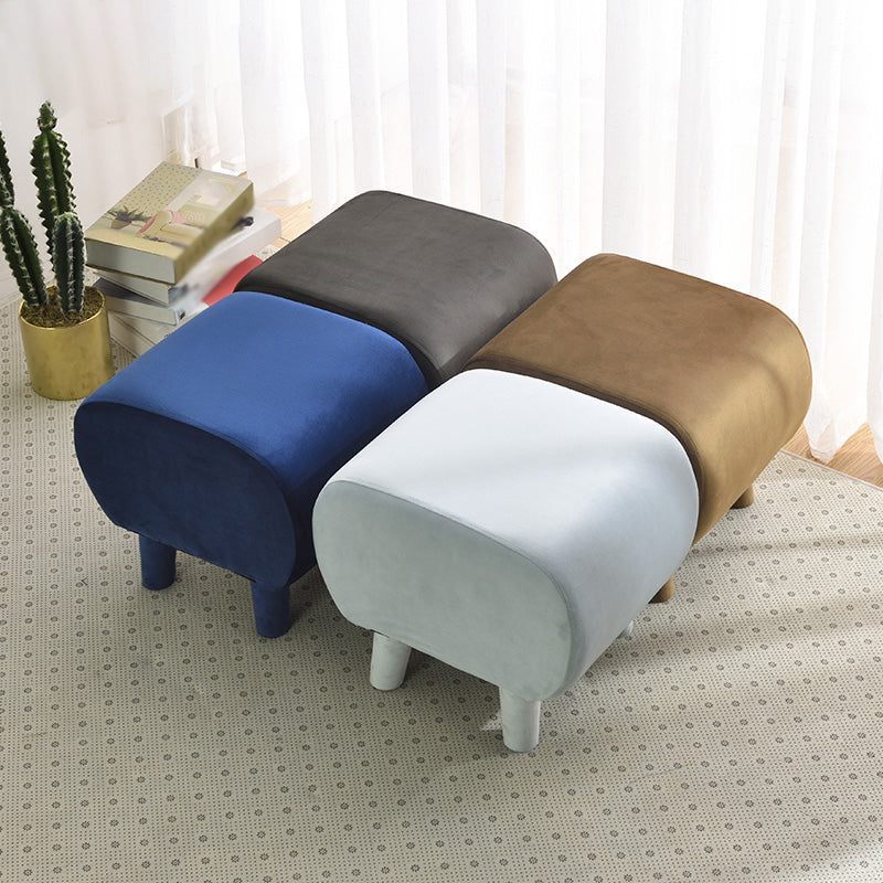 Modern Stain Resistant Standard Oval Dark Blue Velvet Indoor Pouf