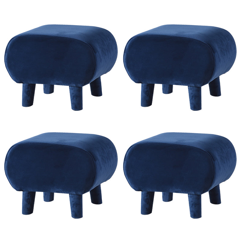 Modern Stain Resistant Standard Oval Dark Blue Velvet Indoor Pouf