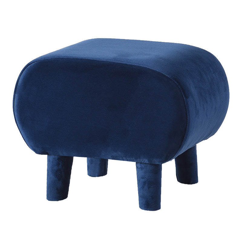 Modern Stain Resistant Standard Oval Dark Blue Velvet Indoor Pouf
