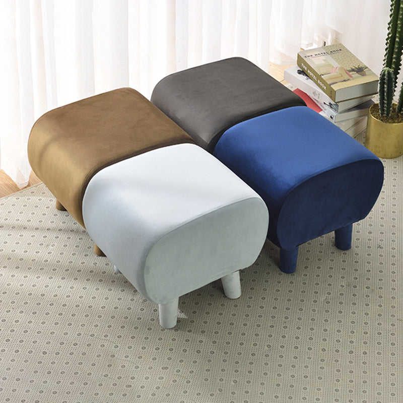 Modern Stain Resistant Standard Oval Dark Blue Velvet Indoor Pouf