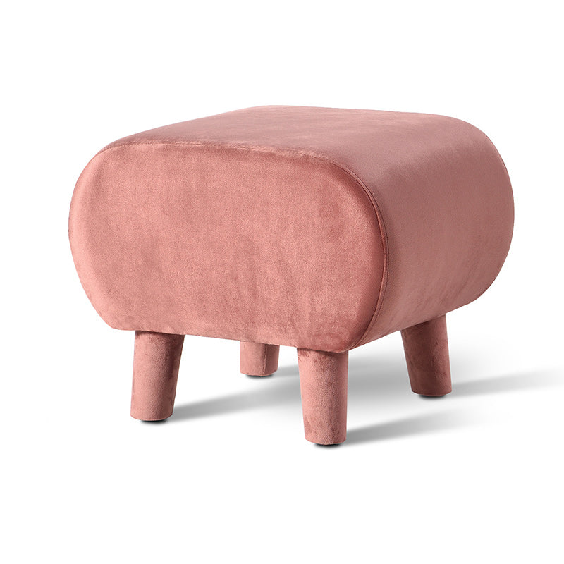 Modern Stain Resistant Standard Oval Dark Blue Velvet Indoor Pouf