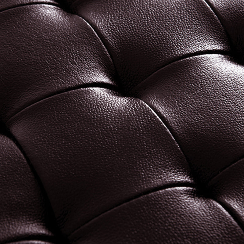 Classic Round Ottoman Pure Color Genuine Leather Water Resistant Ottoman Stool