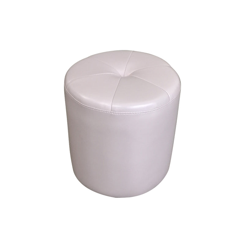 Classic Round Ottoman Pure Color Genuine Leather Water Resistant Ottoman Stool