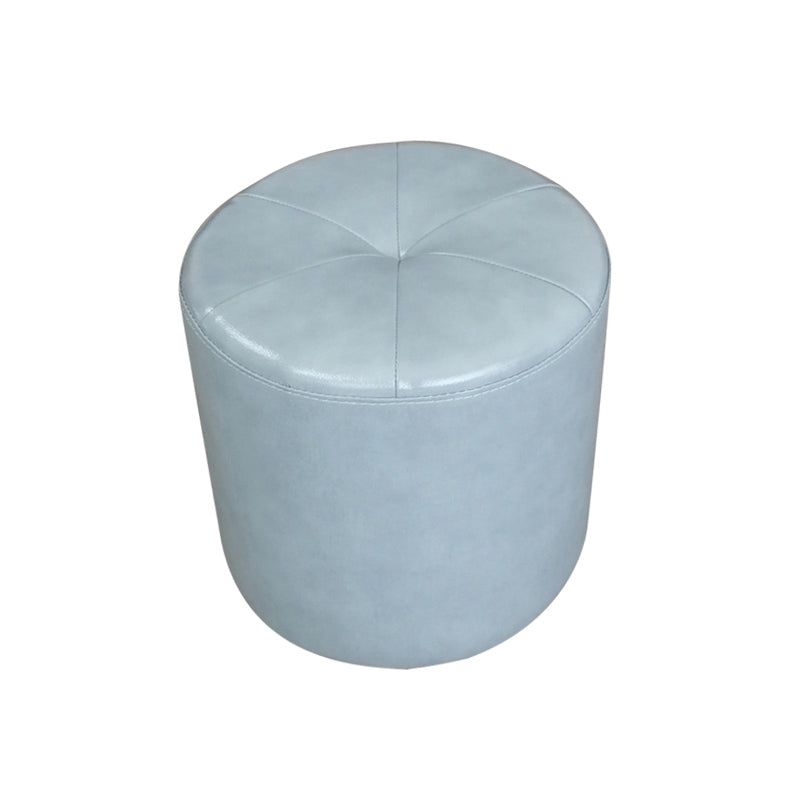 Classic Round Ottoman Pure Color Genuine Leather Water Resistant Ottoman Stool