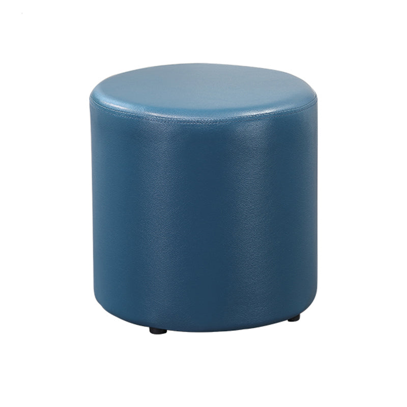 Minimalist Round Footstool Ottoman Solid Color Genuine Leather Ottoman