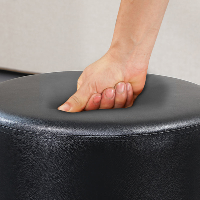 Minimalist Round Footstool Ottoman Solid Color Genuine Leather Ottoman