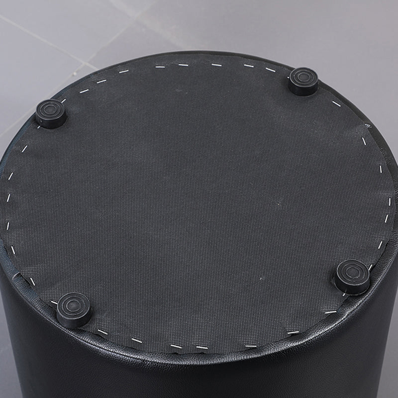 Minimalist Round Footstool Ottoman Solid Color Genuine Leather Ottoman