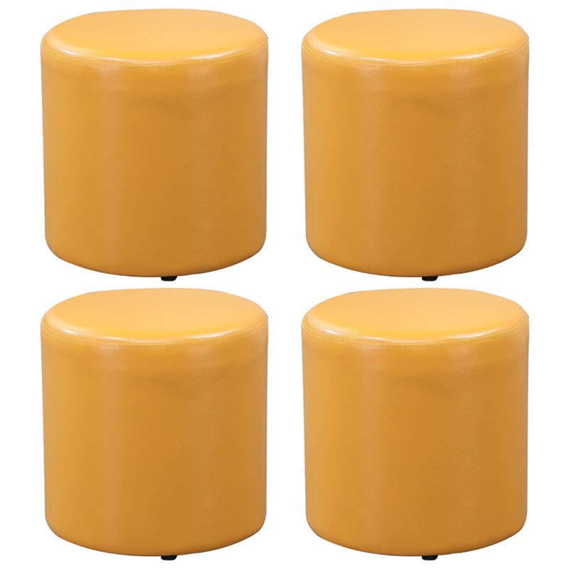 Minimalist Round Footstool Ottoman Solid Color Genuine Leather Ottoman