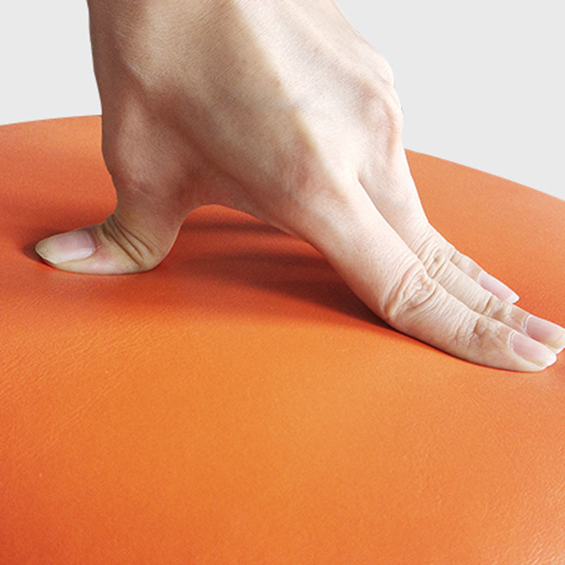 Modern Cylinder Shape Sherpa Pouf Plain PU Leather Tear Resistant Chair Ottoman