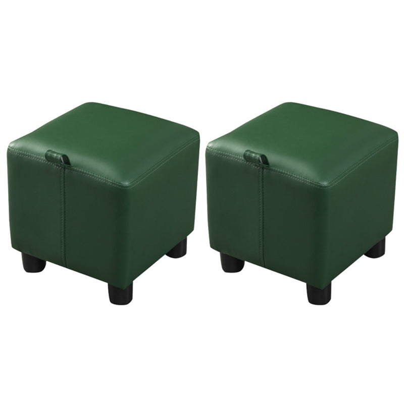 Modern Square Sherpa Pouf Plain PU Leather Water Resistant Couch Footrest