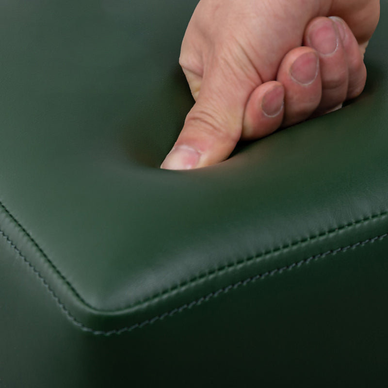 Modern Square Sherpa Pouf Plain PU Leather Water Resistant Couch Footrest