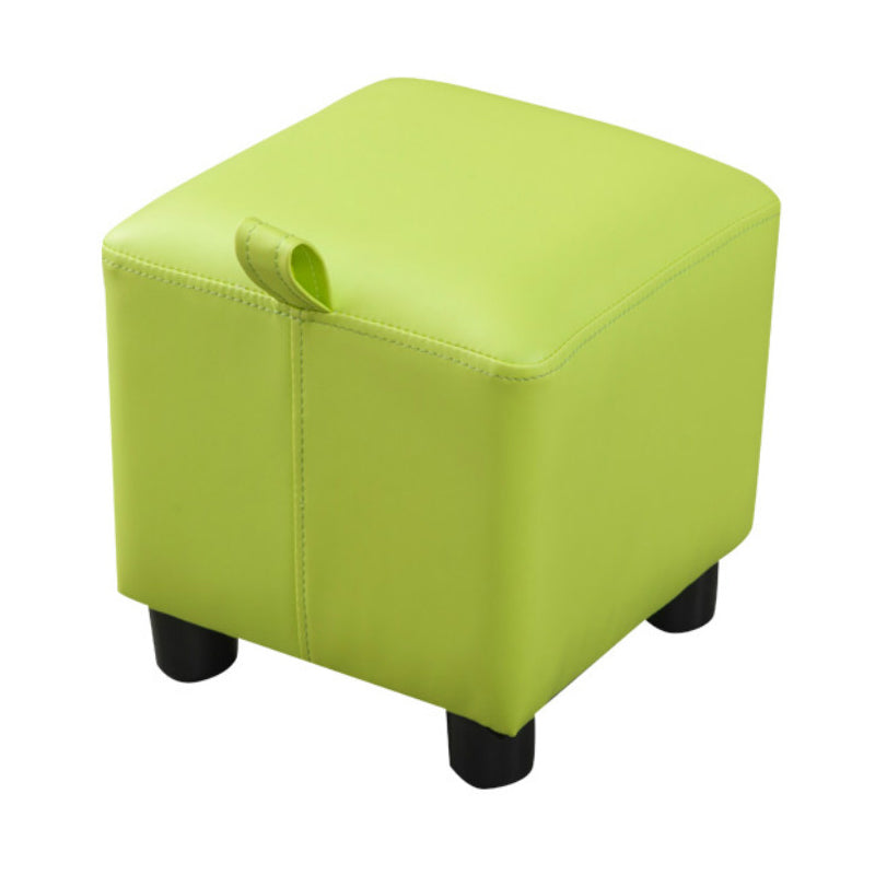 Modern Square Sherpa Pouf Plain PU Leather Water Resistant Couch Footrest