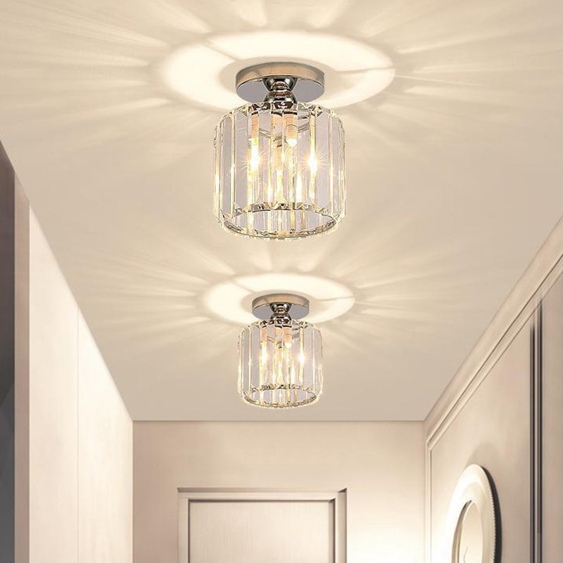Contemporary Ceiling Light Crystal Ceiling Mounted Fixture for Hallway with Hole 3" Dia